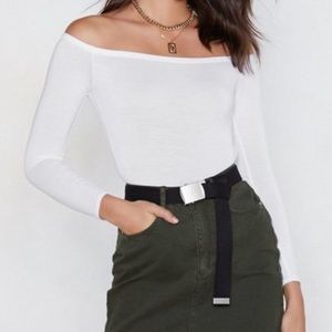 White Nasty Gal Off The Shoulder Bodysuit